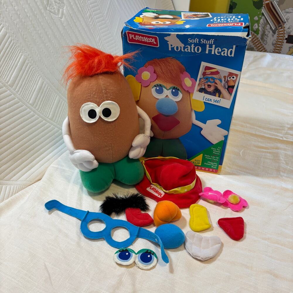 1991 Playskool Soft Stuff Potato Head Plush Toy Accessories Original Box